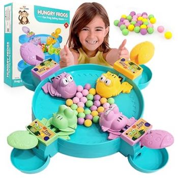 Wembley Hungry Frog Indoor Game for Kids|Family Board Game|Frog Toys for Kids Activity|4 Player Fun Interactive Frog Eat Beans Game|Proudly Made in India,Multicolor