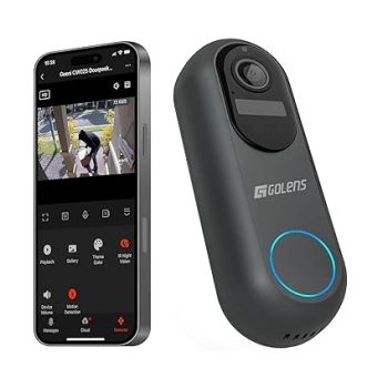 Golens DB02 Wireless Video Doorbell Camera with Intercom | 1080P HD | WiFi 2.4G/5G | PIR Motion Detection | Night Vision | Two-Way Audio | Cloud & SD Card Storage | Waterproof | Rechargeable Battery