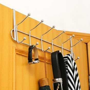 Docat Door Hanger For Cloth Hanging Over The Door Hook With 12 Portable Hooks Heavy Duty Cloth Hanger Rack For Hanging Clothes (12 Hooks Hanger) - Stainless Steel, Silver