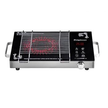 DIGISMART Emerald Induction 2500 Watts Stove with Grill Rack, Auto-Off Safety, 3 Cooking Modes, Works with All Cookware, Infrared Crystal Glass Top, Digital Soft Touch Controls, 1 Year Warranty-Black