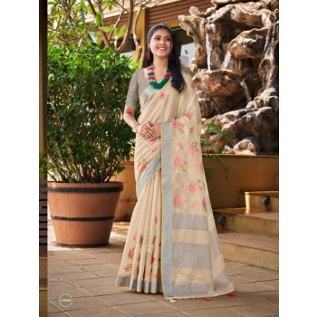  fancy linen embroidery saree( 8 Sets)