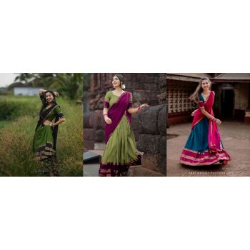  Kanjiveram Silk Zari Lehenga Choli 3Pcs