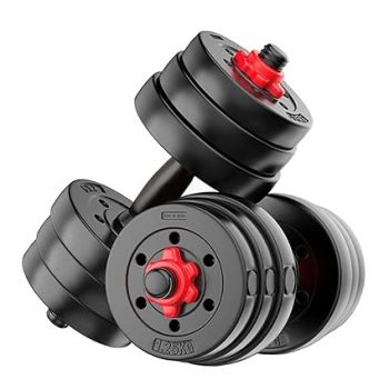 FitBox Sports Intruder 20 Kg Adjustable PVC Dumbbells Weights With Dumbbells Rods For Home Gym & Strength Training, 10 Kg X 2 (Black)
