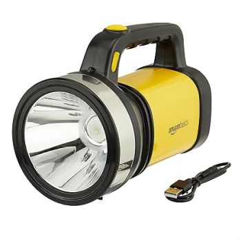 Amazon Basics Plastic Rover Rechargeable Beemer Torch, Yellow, Pack of 1, LED