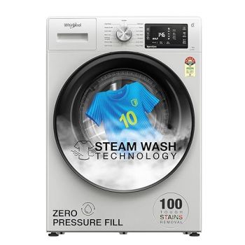 Whirlpool 8 Kg 5 Star Inverter Front Load Fully Automatic Washing Machine with In-Built Heater (XS8014BYW52E, Crystal White, 100+ Tough Stains, Steam Technology, 6th Sense Soft Move)