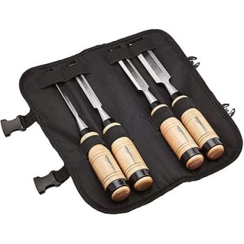 amazon basics 4-Piece Wood Chisel Set - 1/4-Inch to 1-Inch, Wooden Handle Set of 1
