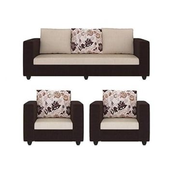 Wood Wing Furnitures - "Luxury Living: Brown & Cream 5-Seater Box Sofa(3+1+1 Seater Sofa for Living Room