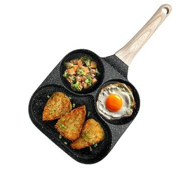 AGARO Imperial Non Stick Granite Breakfast Frypan, 3 Section Grill Pan, Heat-Resistant Handle, Compact Space Saving Design, for Omelet, Egg Poach, Grill, Fry, Gas & Induction Compatible, PFOA Free