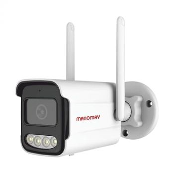 MANOMAY Protect Air 3MP [4g Sim Based] Bullet Security Camera, 10x Digital Zoom, Full Duplex Two-Way Audio, Color Night Vision, Humanoid Alerts, Alexa Compatible, Micro SD & Cloud Storage
