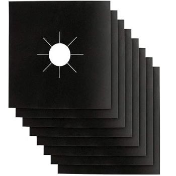 CUBIZ [Pack of 4] Heat-Resistant Gas Stove Protectors | Reusable Gas Stove Burner Covers | Gas Stove Mat Cooker Protector for Home Kitchen Gas Stove