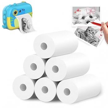 Wembley Kids Instant Camera Thermal Paper Rolls, Photo Printer Refill Paper, Pack of 6, White