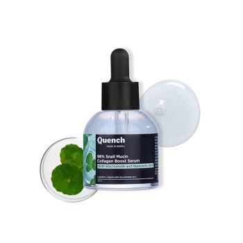 Quench 96% Snail Mucin Collagen Boost Serum With Niacinamide & Hyaluronic Acid |72 Hours Hydration|Formulated & Made In Korea | Dewy Soft & Plump Skin | Prevents Early Signs Of Ageing (30Ml)