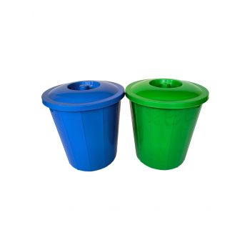 Set of 2 Premium Plastic 13 Ltr Dustbin Dry and Wet Garbage Waste bin with Lid for Kitchen and Office Blue Green Colour