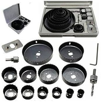 Inditrust 16 Pcs Carbon Steel Hole Saw Cutting Tools (19-127mm) Rotary Bit Set (16 Bits)