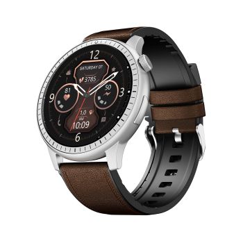 CDP Boat Valour Watch 1 R, AI Smart Habit Builder, 1.43" 3D Immersive AMOLED Display, 1000 nits, Light-Weight Aluminium Build 3 ATM, 10 Days Battery Life, Smart Watches for Man (Oak Leather)