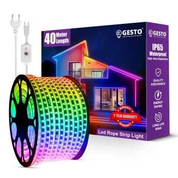 Gesto 40 Meter Rope Led Strip Lights – High Brightness Outdoor Lights Waterproof for Balcony,Home Decor,False Ceiling | RGB Strip Light for Diwali Decoration with Mode Change Controller (Multicolor)
