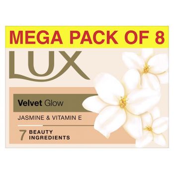 Lux Flaw-less Glow Bathing Soap (150gx8) infused with Vitamin C & E For Superior Glow Offer pack