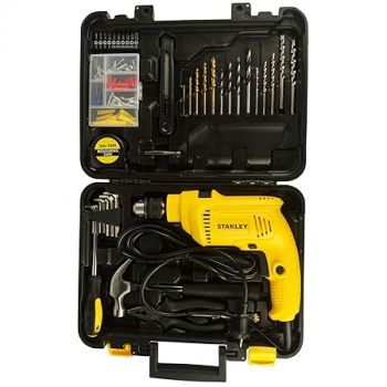 (Refurbished) STANLEY SDH550KP-IN 550W 10mm Single Speed Hammer Drill Machine and Hand Tools Kit for Home, DIY and Professional use (120-Pieces)