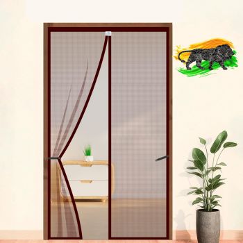 LifeKrafts Polyester Magnetic Mosquito Net for Door | Mosquito Curtain for All Door Types & Sizes | Auto-Closing Insect Screen to Keep Mosquito Out (200x100 cm, Brown)