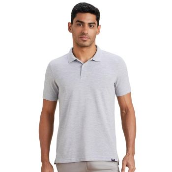 CDP Premium Quality Men's Cotton Polo Tshirt | Collar Tshirts | Half Sleeves -Mid Grey Melange