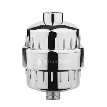 RIVERSOFT SF-15 PRO shower and tap filter for hard water with 15 stage | Water Softener for Bathroom | Hard Water Filter (Pack of 1,Chrome)
