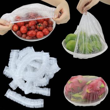 DripDune 8-Inch BPA-Free Elastic Food Storage Covers – Reusable & Stretchable Plastic Bowl Lids | Airtight, Leak-Proof, Eco-Friendly Wraps for Kitchen Use | (50 Pcs