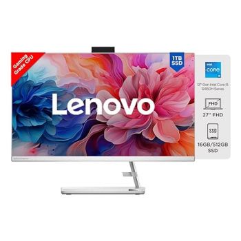 Lenovo IdeaCentre AIO 3 12th Gen Intel i5 27" FHD IPS 3-Side Edgeless All-in-One Desktop with Alexa Built-in (16GB/512GB SSD/Win11/MS Office 2021/IR Camera/Wireless Keyboard & Mouse) F0GJ00F5IN