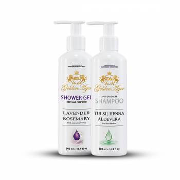 Golden Ager Body & face wash 500ml 1 Bottle + GoldenAger Anti dandruff Shampoo 500ml 1 Bottle (Welcome package) 