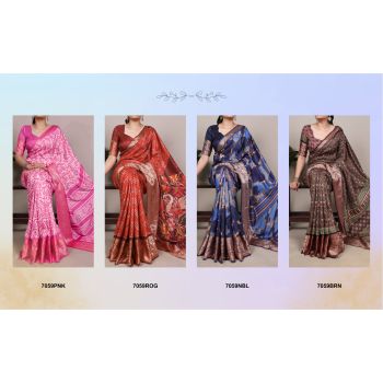 Tasar Silk Printed Casual Wear Saree Collection -4 pcs