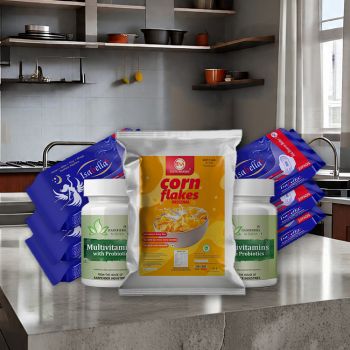 Isabella Sanitary pad (120 Pieces) 6 Packets |1 Taste Maker's Cornflakes  500g|  And 2 Bottle Multivitamin tablets with Probiotics