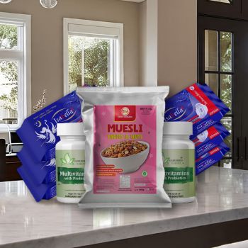 Isabella Sanitary pad (120 Pieces)(6 Packets) |With 1 Taste Maker's Muesli Fruits and Nuts 500g|And And 2 Bottle Multivitamin tablets with Probiotics 