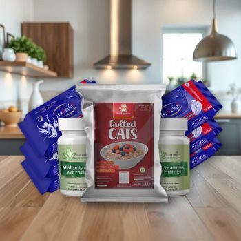 Isabella Sanitary pad (120 Pieces) 6 Packets| With 1 Taste Maker's Multigrain Oats 1kg|And 2 Bottle Multivitamin tablets with Probiotics| 5 Sets