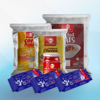 3 Isabella Sanitary pad Package 60 Pieces |Taste Maker's Multigrain Chocos 500g |Taste Maker's Corn flakes 500g |Taste Maker's Oats 1kg |1 Mixed Fruit Jam  450g (Combo)-5 SETS